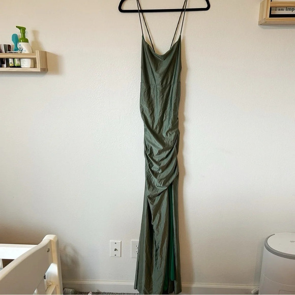 La Scala Olive Green Back Lace-Up Mermaid Dress Gown #25925 Size L - Picture 2 of 8